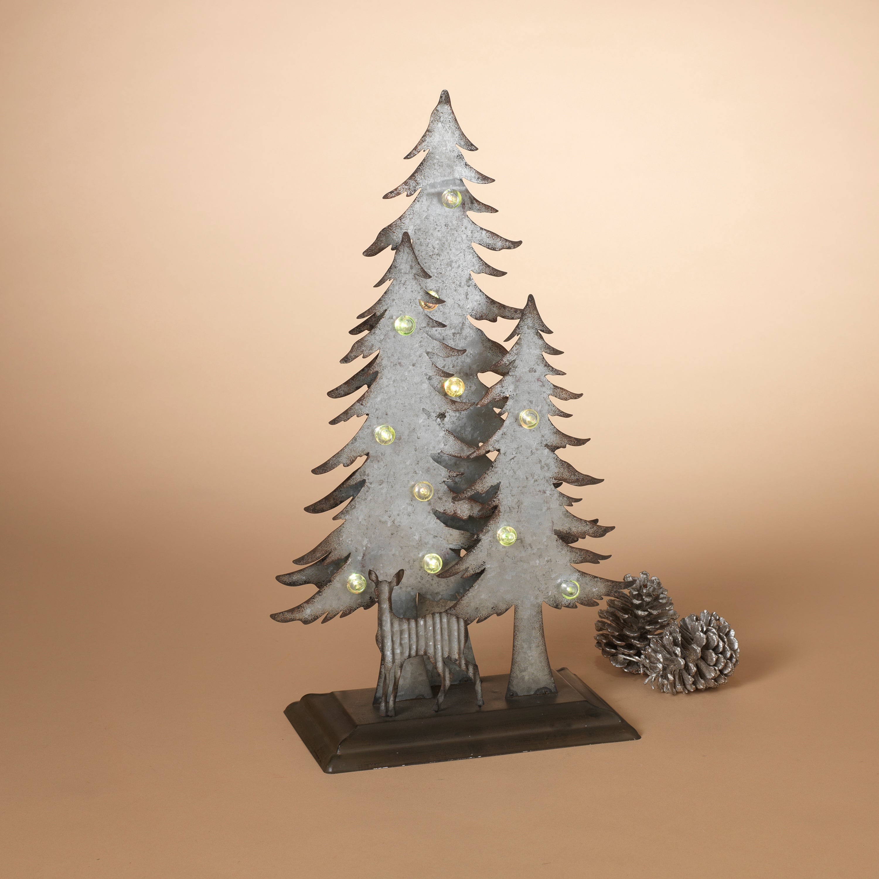 Old world 19.7 in H Battery Operated Lighted Metal 3 D Tabletop Forest Scene